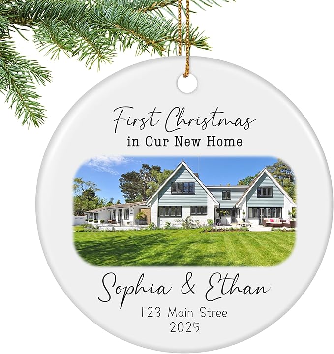 Personalized First Christmas in Our New Home Ornament 2026, New House Address Christmas Ornaments, Housewarming Gift for New Homeowners, Couples, or Family