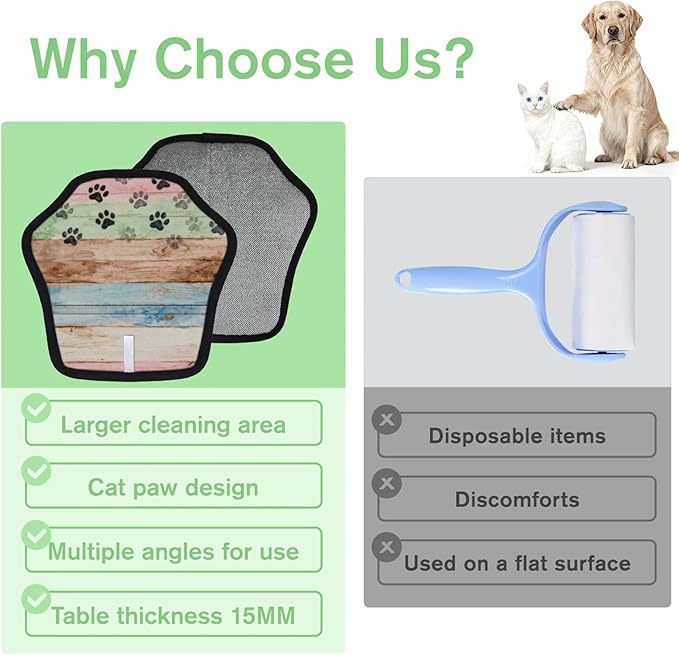 Vintage Dog Paws Pet Hair Removal Glove for Dogs & Cats,2 PCS Newly Upgraded Reusable Electrostatic Pet Hair Gloves,Dog Hair Remover Tool for Clothing,Couch,Carpet,Car Seat