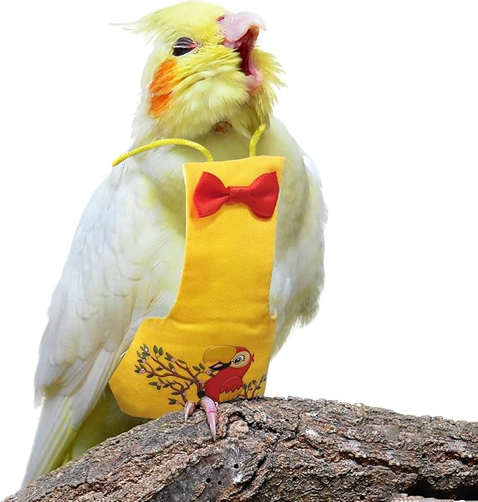 Bird Diaper Reusable Bird Flight Suit Washable Parrot Diapers Nappies Protective Breathable Nappy Clothes for Parakeet Parrot Macaw Budgie Canary Budgie Cockatiel(Yellow, Small)