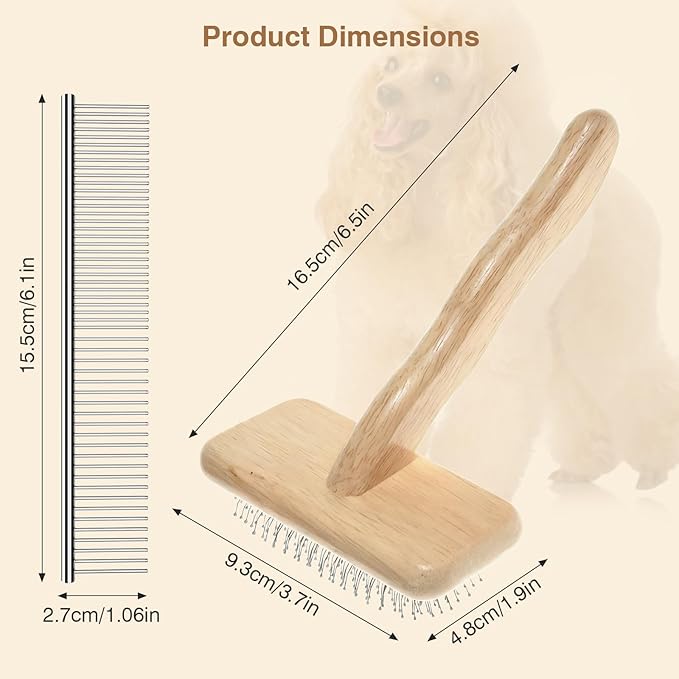 Pet Brush & Comb for Shedding and Grooming, Dog Brush for Long and Short Haired Dogs, Deshedding Tool Removes Undercoat Tangles & Loose Fur