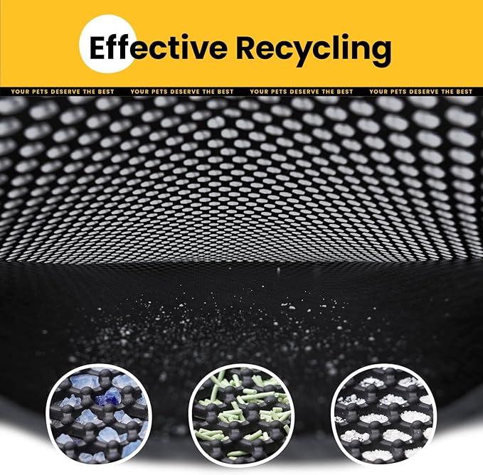 Cat Litter Mat Compact Size 23.6"x14.6" for Small Spaces, Upgrade Waterproof Leakproof Back Layer, Honeycomb Trapping Mat, Washable, Easy to Clean, Scatter Control Kitty Litter Matt, Black, 2 Packs