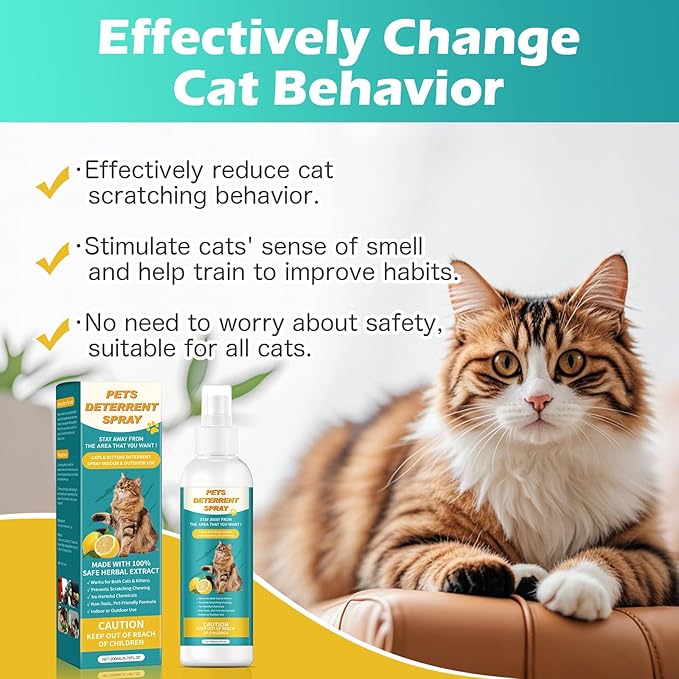 Cat Deterrent Spray 200ML, Cat Repellent Spray – Natural Cat Training Spray for Indoor & Outdoor Use, No Trace Formula to Protect Furniture & Garden - NS Formula 4
