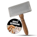 Tauro Pro Line Wooden Brush with Metal Rim for Dogs & Cats, Stainless Steel Pins for Undercoat Removal & Dematting, Grooming Tool for All Coat Types, Ideal for Doodles & Poodles, Medium Size (M)