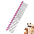 Large Purple Pet 2-in-1 Metal Comb Fine&Wide Tooth Comb Dematting Grooming Tool Pet Flea Comb for Dogs and Cats Remove Loose Hair Mats Knots Tangles Dirt Fleas
