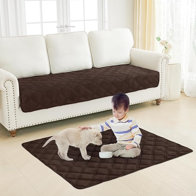 Smiry Waterproof Dog Bed Cover Blanket 30x53, Soft Reversible Pet Blanket, Washable Leakproof Cats Dogs Couch Cover for Sofa, Couch, Furniture, Chocolate/Chocolate