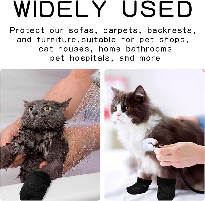 4Pcs Anti Scratch Cat Booties, Cat Anti-Scratch Shoes, Mesh Breathable Shoes for Bathing, Nursing, and Grooming
