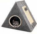 Cat Beds for Indoor - 2 in 1 Cat Cave House Tent for Kittens and Small Pets with Fluffy Ball Hanging and Scratch Pad,Foldable Kitten Hideaway with Non-Slip Bottom, Grey, 17 inches