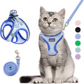 Cat Harness and Leash Set, Soft and Breathable Vest with Reflective Strip, Escape Proof Kitten Harness, Easy to Wear for Cats Walking and Traveling (Blue, XS)