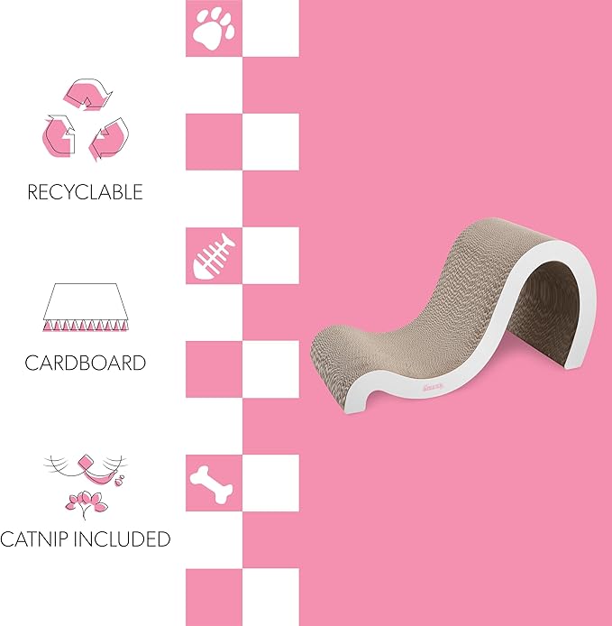 CSR1013B Kona 27" Modern Cardboard Double-Sided Wave Cat Scratcher with Catnip, Cloud