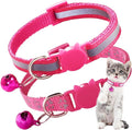 2 Pack Cat Collar with Bells, Hot Pink Claw Print Reflective Kitten Collars Breakaway Safety Buckle Adjustable for Girl and Boy Kitty Pets