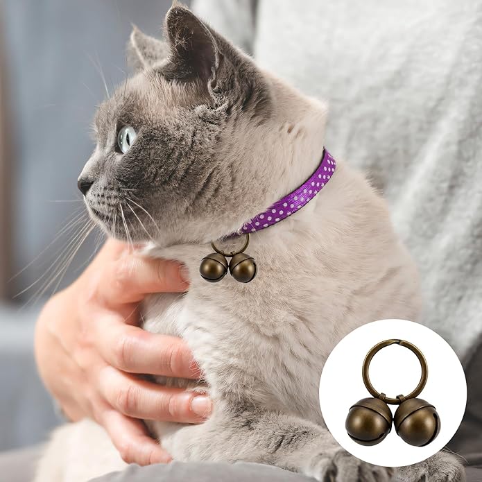 Copper Bells for Dog Collars, Dog Bells for Pet Tracking, Extra Loud Dogs and Cat Bells for Collar, Dogs Collar Bell Copper Collar Bell with Quick Clips for Pet Tracking & Doorbell Potty Training