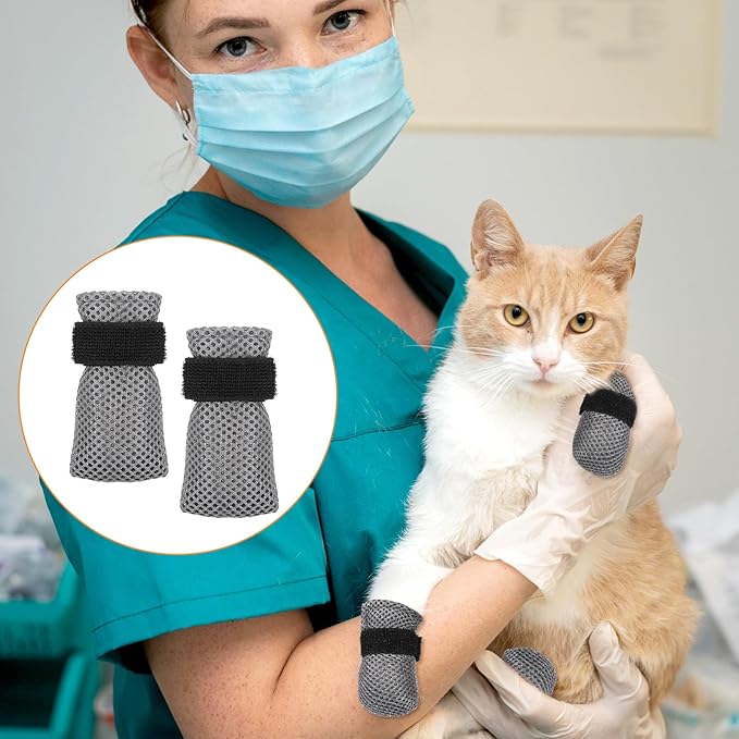 4 Pcs Adjustable Cat Claw Protectors Covers Cat Mittens to Prevent Scratching Mesh Breathable Cats Shoes Kitten Shoes Socks Booties Anti Scratch Kitten Foot Covers for Pet Bathing(Gray,XL)