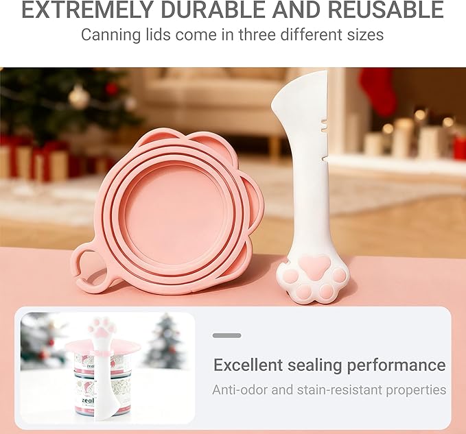 Pet Food Can Lids And Spoon,3 Pack Pet Food Can Covers, One Fit 3 Standard Size Cans,For Dog And Cat Food Cans,Pink