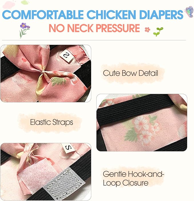 QBLEEV Duck Diapers for Pet Ducks & Chickens, Reusable Chicken Diaper for Indoor Poultry, Waterproof Breathable Baby Duckling Diaper with Elastic Straps, for Ducks Chicks Hens Roosters