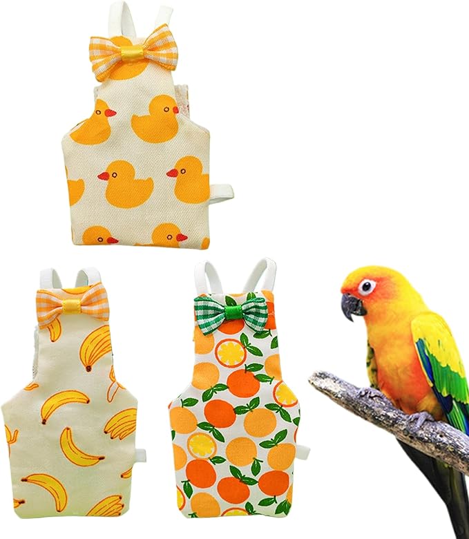 Parrot Diaper, Bird Diapers Clothes for Pigeons, 3-Piece Breathable Washable Animal Clothing for Parakeet, Budgerigar, Canary, Macaw, Housewarming