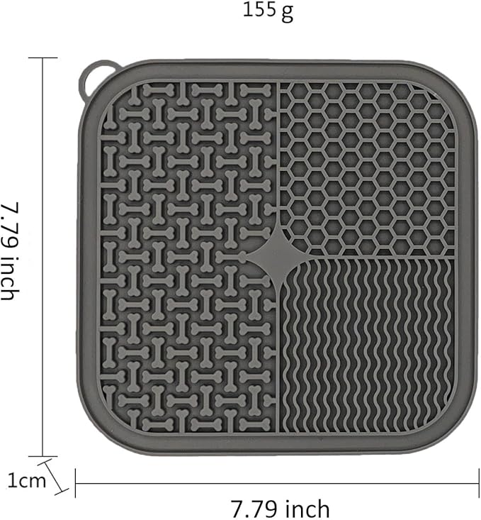 Dog Lick Mat, Slow Feeder Licking Mat for Dogs and Cats with Suction Cups, Non-Slip Lick Pad for Feeding and Training (Gray)