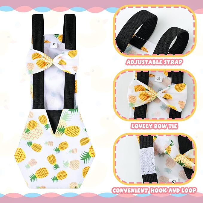 DoubleFill 6 Pcs Chicken Diapers for Indoor Chickens Reusable Washable Duck Diapers with Bowtie Adjustable Ducklings Pet Poultry Potty Training Clothes for Rooster Chicken Geese(Classic,M)