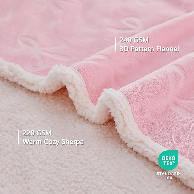 Qeils Pet Blankets for Cats - Waterproof Cat Blanket Washable - Sherpa Fleece Puppy Blanket, Soft Plush Reversible Throw Protector for Bed Couch Car Sofa, 25"X30", Pink Bows