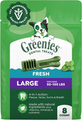 Greenies Dog Treats, Veterinarian-Recommended Natural Dental Dog Treats, Large Size, Mint Flavor, 12 oz. Pack, 8 Count