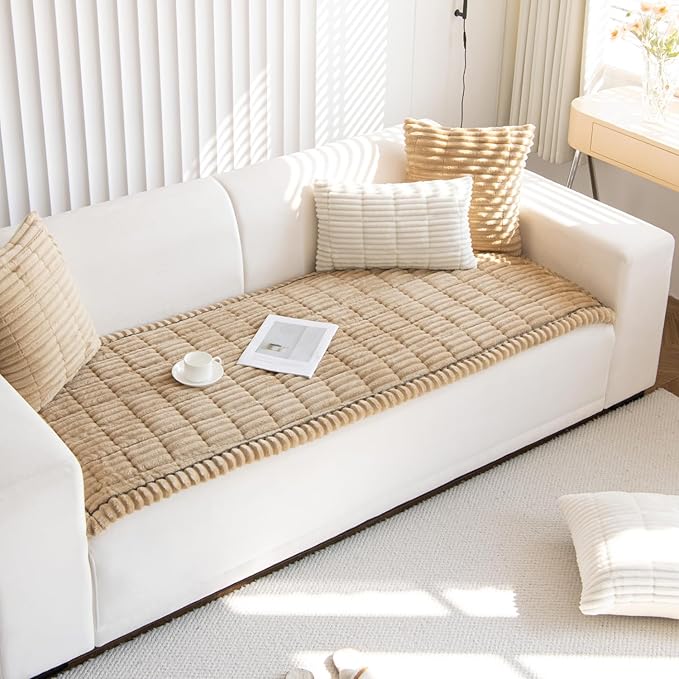 Non Slip Fuzzy Pet Couch Covers for Sofa, Washable Couch Cushion Covers for Large Dogs