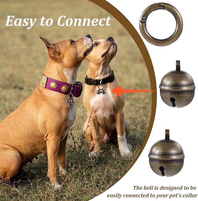 4 Pcs Dog Bells for Collar, Bells for Dog Collars with Quick Clips, Copper Pet Tracking Bell for Cats & Dogs