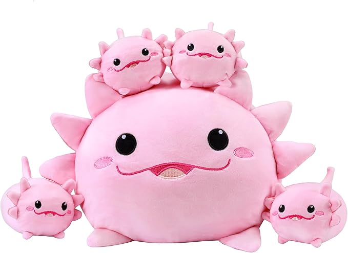 Axolotl Plush Cute Axolotl Stuffed Animal with 4 Baby Soft Pillow Valentine's, Birthday Gift for Girls Boys Kids Decor