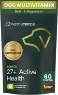 VetriScience Senior 27+ Active Health Chews, Canine Plus Daily Multivitamin for Senior Dogs, Balanced Vitamins, Minerals and Antioxidants, Healthy Aging and Wellness Support, Veggie, 60 Count
