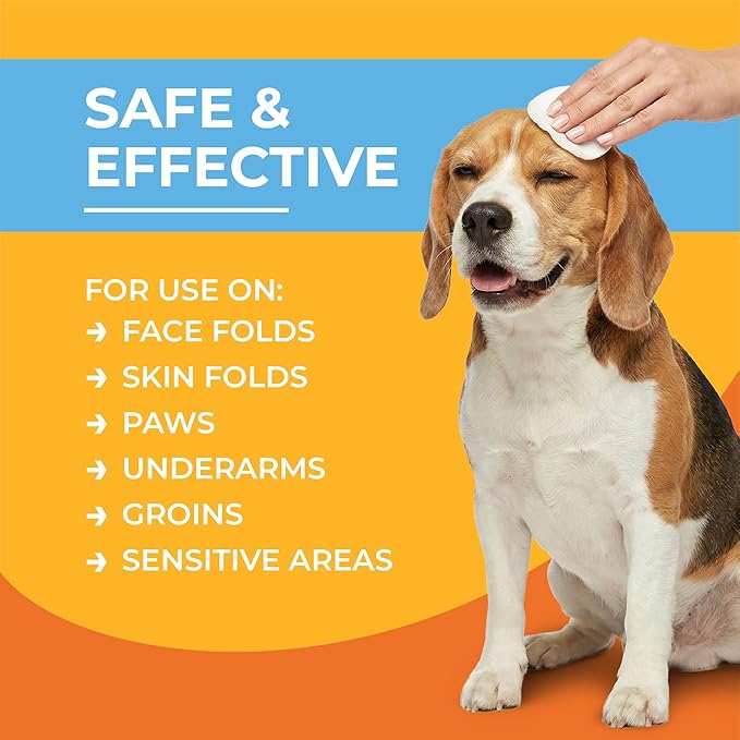 Paw Science 3% Chlorhexidine Wipes for Dogs and Cats - Cleansing Antiseptic, Antibacterial, Antifungal Wipes with Aloe for Skin Infections, Itchy Yeast Paws, Cat Acne
