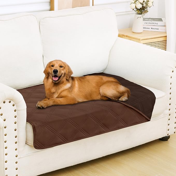 Smiry Waterproof Dog Bed Cover Blanket 30x53, Soft Reversible Pet Blanket, Washable Leakproof Cats Dogs Couch Cover for Sofa, Couch, Furniture, Brown/Chocolate