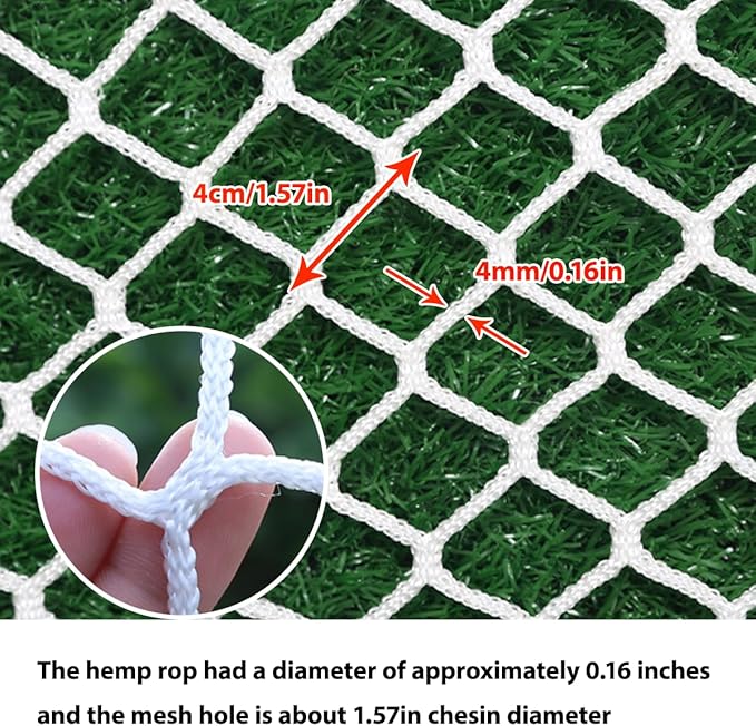 Safety Rope Net for Kids,Knotless Fence Net for Balcony Stairway Guard,Outdoor Terrace Decoration Pet Anti-Fall Rope Netting,Baseball Sports Netting(Size:0.5M*5M(1.64FT*16.4FT),Color:White)