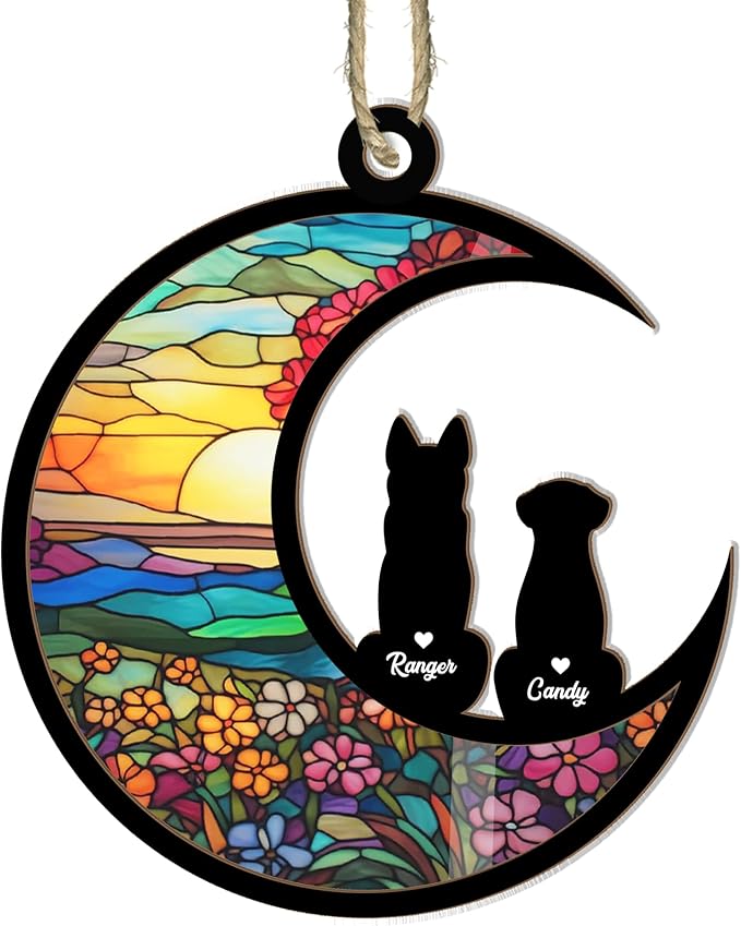 Dog Memorial Ornament Pet Loss Suncatcher, Gifts for Dog Lovers,