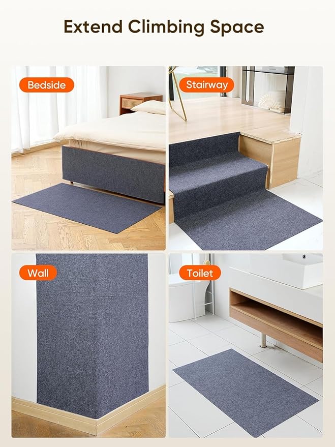 Cat Scratch Mat Furniture Protector, Eco-Friendly DIY Trimmable Self-Adhesive Cat Scratching Pad, Couch Wall Sofa Guard, Reusable Claw Scratching Protector 39.4"x15.8" (Dark Gray)