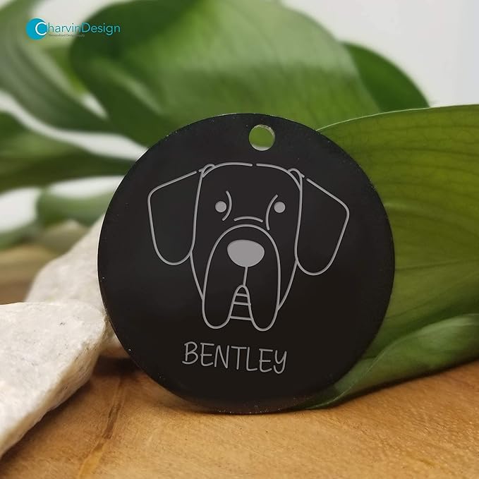 Engraving Pet ID Tags, Personalized Pet ID Tags, Stainless Steel Pet ID Tags, Custom Engraved Dog and Cat Tags, Double Sided Round Tags - Made in USA