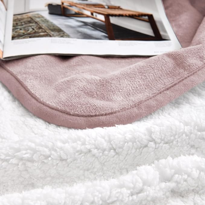Waterproof Blanket for Bed Couch Sofa, Soft Liquid Pee Proof Pet Blanket for Dog Puppy Cat, Reversible Sherpa Fleece Furniture Protector (Dusty Pink, 60x80 inches)