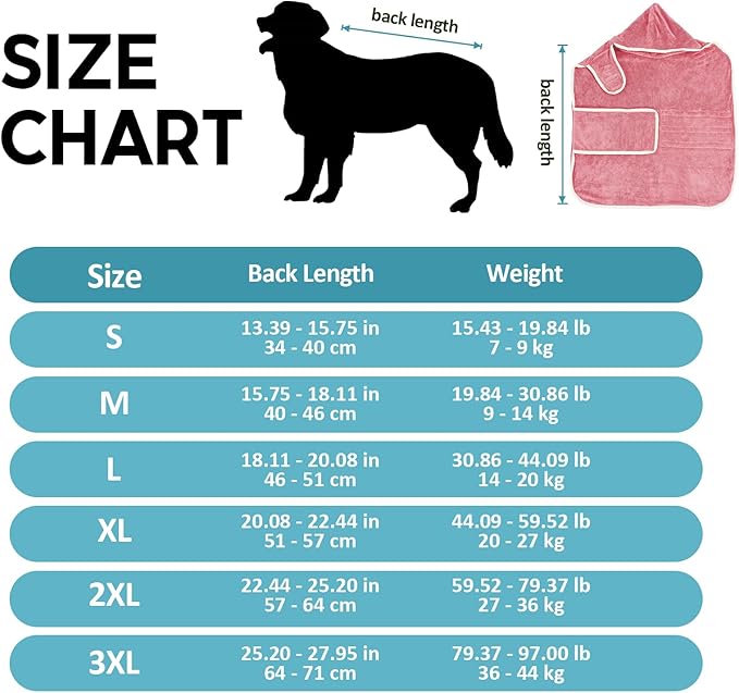 Avont Dog Bathrobe - Super Absorbent Pet Drying Towel Bath Robes After Bath Shower Swim Wet Walk for Puppies -Pink(XL)