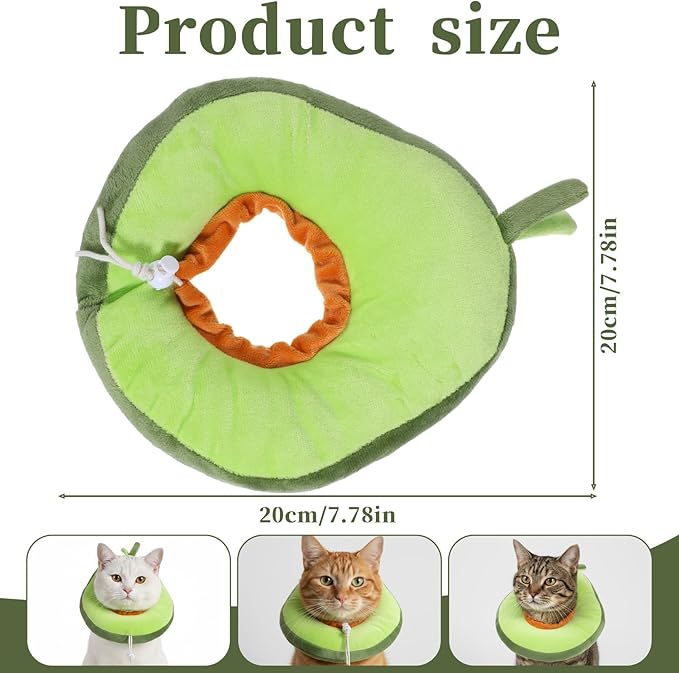 Adjustable Cat Cone Soft Cat Recovery Collar Cute Kitten Fruits Shaped Cats Neck Collar Comfortable Pet Neck Strap Lightweight Elizabethan Cone for Cats Kitten and Puppies
