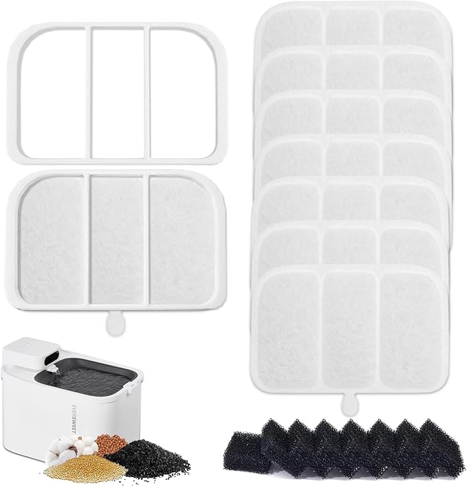 Filters Replacement for 105 fl oz/3L Automatic Cat Fountain, Compatable with E versweet MAX Water Fountain.8 Pack