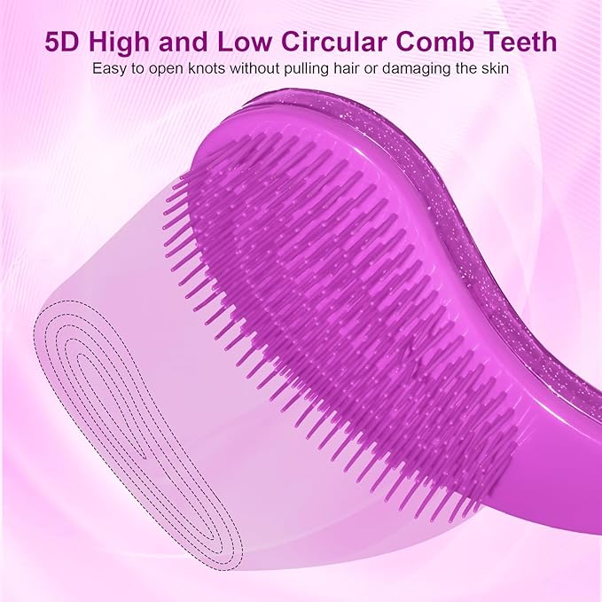 Small Dog Brush- Grooming Tool for Teddy, Yorkies, Maltese, Shih Tzu, Chihuahua - Puppy Hair Brush (Glitter Rose Red)