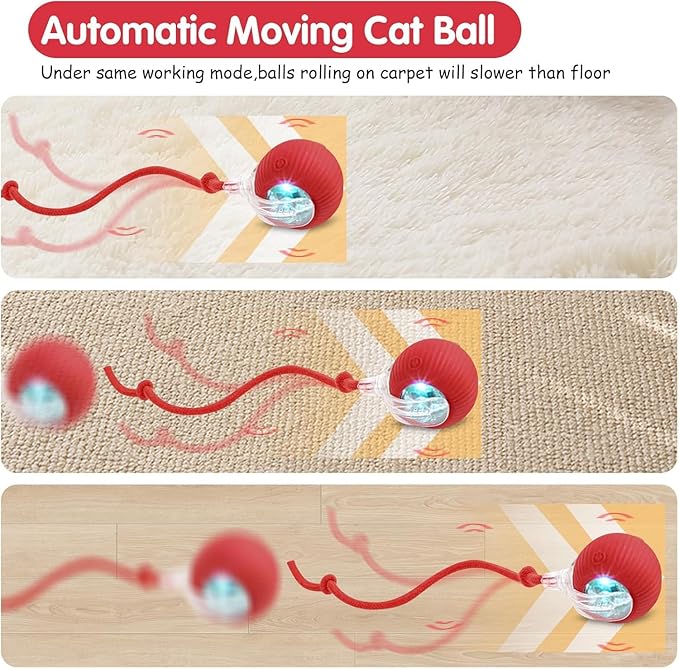 Interactive Rolling Cat Ball - 360°Automatic Chew Toy for Active Cats, Rolling Small Dog Cat Toys,Smart Automatic Fast Rolling Pet Ball - cat Toys (Blue)