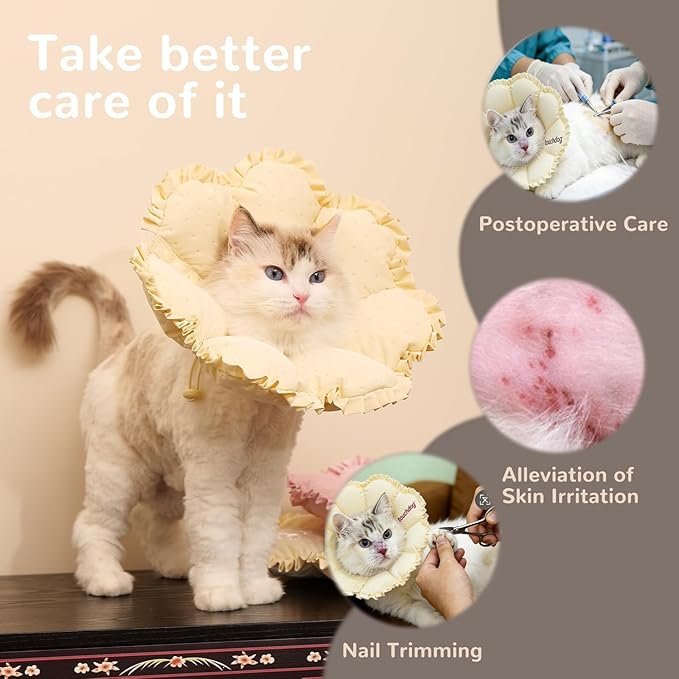 Touchdog Soft Cat Cone Collar, Waterproof Recovery Collar for Cats After Surgery, Lightweight Elizabethan Collar for Kittens, Small to Large