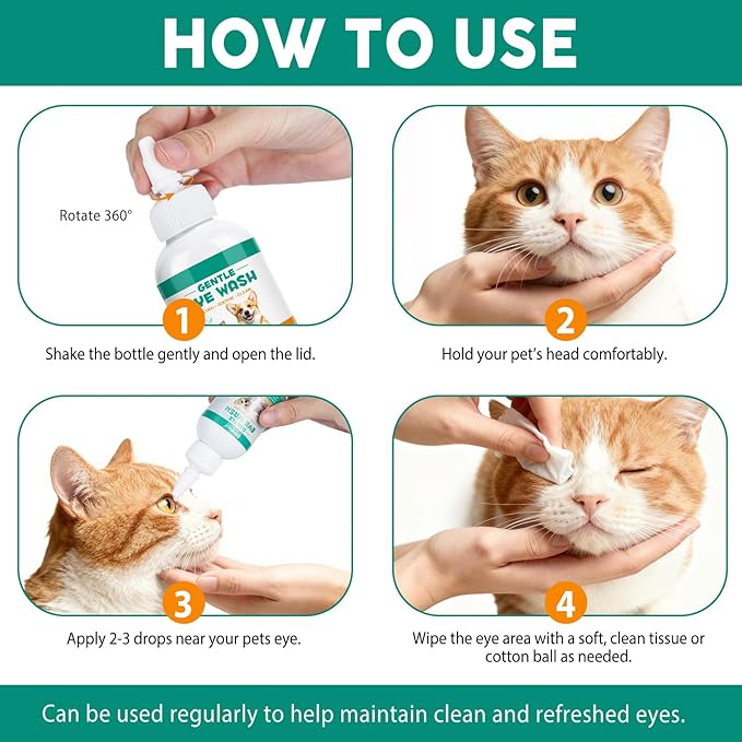 Dog Eye Drops, Eye Infection Treatment for Dogs and Cats, Soothe Infection & Allergy, Relieve Dry, Pink & Minor Irritated Eyes, Pet Tear Stain Remover & Eyes Cleaner, 100ml
