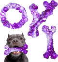 3Pack Dog Chew Toys for Aggressive Chewers, Indestructible Interactive Dog Chew Nylon Bone Toys for for Medium Large Breed 15-60lbs, Teething Toy to Keep Them Busy, Bacon Flavor(Purple)