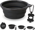 Bonza Collapsible Dog Bowls - X-Large 50 oz, Dog Travel Accessories, Silicone Portable Dogs Bowl & Water Dish with Reinforced Rim & Carabiner for Hiking, Camping, and Car Trips, Black