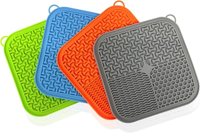 Dog Lick Mat, Slow Feeder Licking Mat for Dogs and Cats with Suction Cups, Non-Slip Lick Pad for Feeding and Training (Blue)