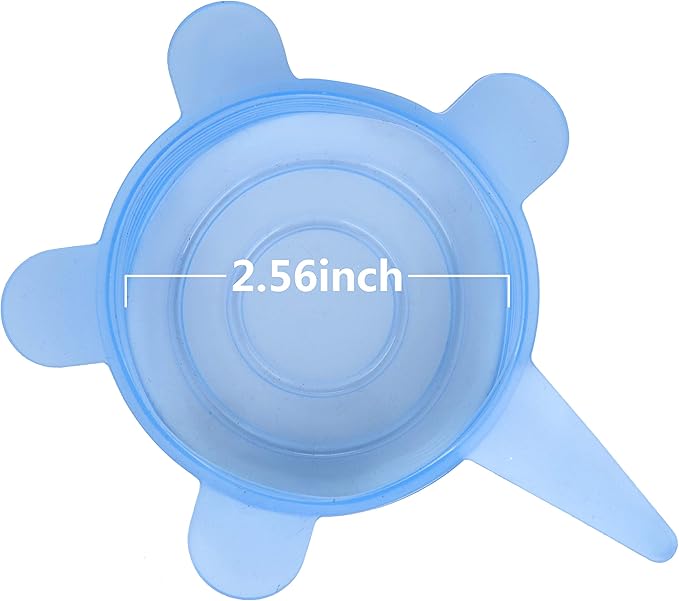 SLSON 6 Pack Pet Food Can Cover Stretchable 1 Fit 3 Universal Size Silicone Can Lids for Dog and Cat Food Can Blue
