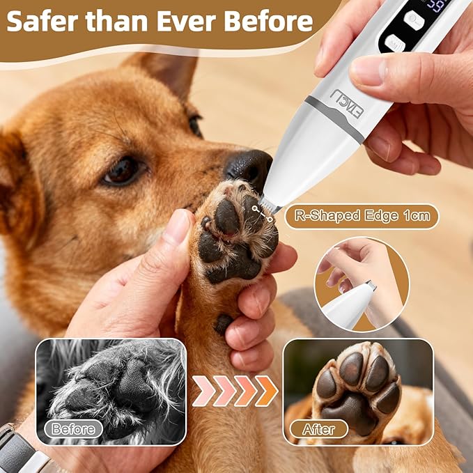 ETACCU 4 in 1 Dog Clippers Grooming Kit with LED Display, Cordless Dog Quiet Hair Trimmer for Paw Nail Grinder, Rechargeable 2-Speed Cat Clippers Face Shaver for Paw Nail Body Ear
