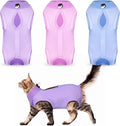 Nuanchu 3 Pieces Cat Recovery Suit Kitten Recovery Suit E-Collar Alternative for Cats and Dogs Abdominal Skin Anti Licking Pajama Clothes Sets(Small,Solid Style,Purple Pink Blue)