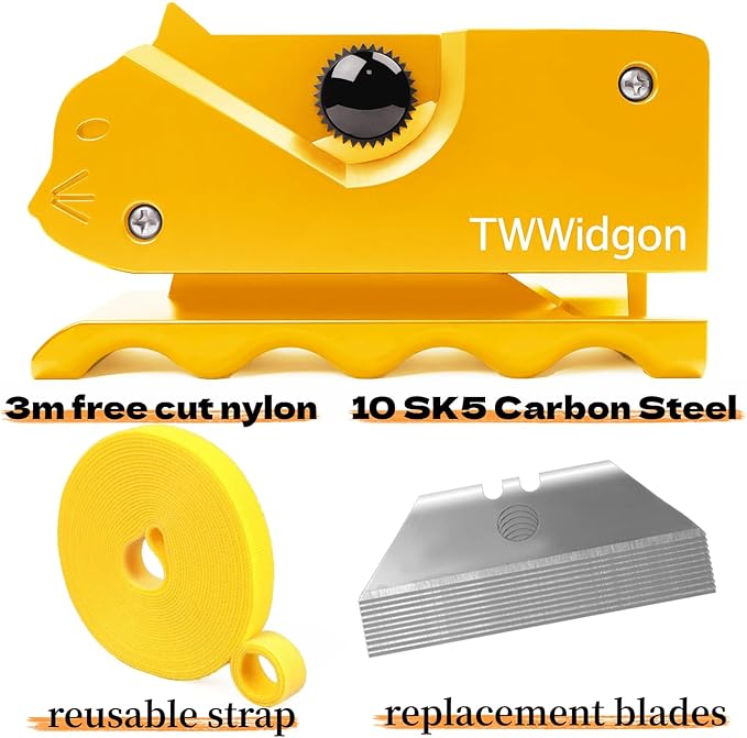 Cardboard Cutter for Cat Scratchers,Includes 10 Blades,3m nylon reusable strap,Non 3D Printed,DIY Cat Scratchers Cardboard Strip Tool,,Cardboard Cutting Machine for Cat Lovers (Yellow, Non-3D Printed)