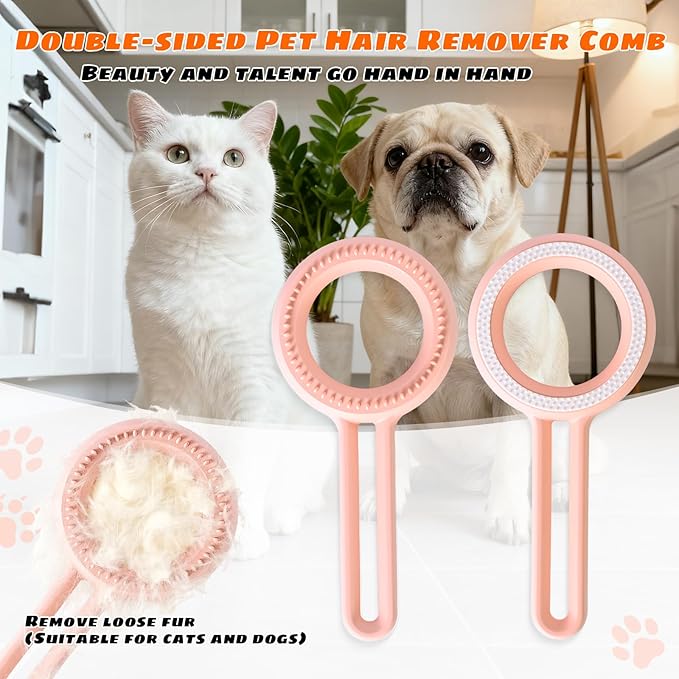 2pcs pink) Cat Brushes for Indoor Cats Shedding, Brush for Long or Short Haired Cats, Grooming Brush Comb for Kitten Rabbit Massage Removes Loose Fur