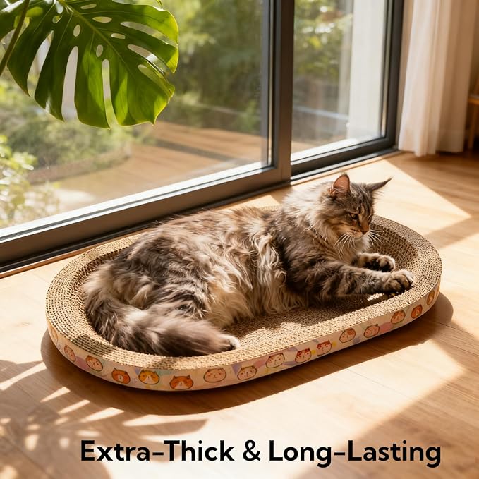 3 Pack Large Cat Scratcher Cardboard, Oval Cat Scratcher Bed Cat Scratch Pad Board Lounge Couch for Indoor Cats Bowl Shaped Cat Scratching Post Nest for Cats Grinding Claw Furniture Protector